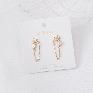 Rhinestone Snowflake Chain Earring 1 Pair - As Shown In Figure - One Size