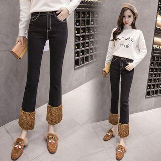 Fleece Panel Boot-cut Pants