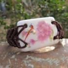 Floral Print Ceramic Bracelet Pink - One Size