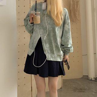Tie Dye Slit Sweatshirt / Pleated Mini Skirt