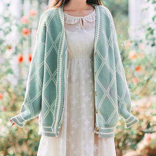 Checker Cardigan Green - One Size