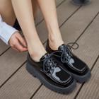 Plain Square-toe Platform Lace-up Shoes