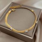 Rhinestone Alloy Anklet Gold - One Size