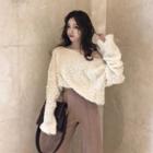 Loose-fit Furry Sweater / Wide-leg Knit Pants