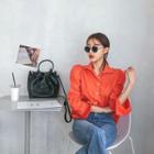 Peter Pan-collar Puff-shoulder Shirt
