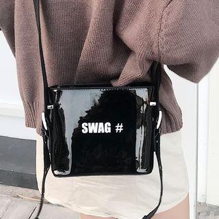 Lettering Crossbody Bag Black - One Size