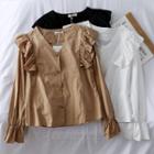 Ruffled-trim V-neck Top