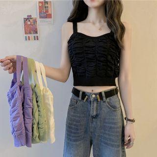 Crinkle Knit Crop Camisole Top