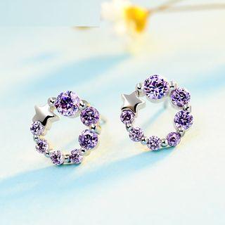 S925 Silver Star Rhinestone Stud Earring