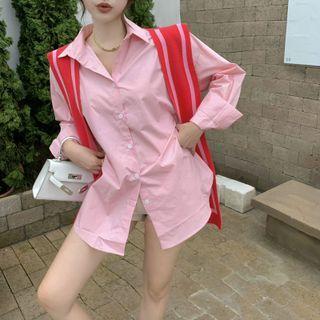 Heart Print Shawl Shirt