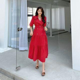 Tiered Long Trench Coatdress