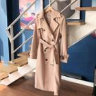 Double-breast Belted Long Trench Coat