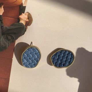 Faux Leather Earring 1 Pair - Dark Blue - One Size