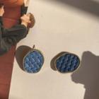Faux Leather Earring 1 Pair - Dark Blue - One Size