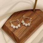 Freshwater Pearl Chained Alloy Earring 1 Pair - Gold - One Size