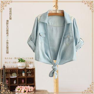 Lace Panel Chambray Shirt