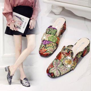 Print Block Heel Mules