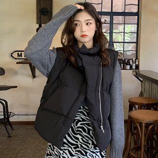 Zip Padded Vest Black - One Size