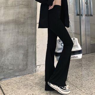 High Waist Flared Pants Black - One Size