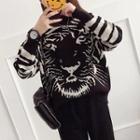 Tiger Print Mock-neck Sweater