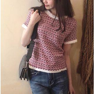 Short-sleeved Knit Top As Shown In Figure - One Size