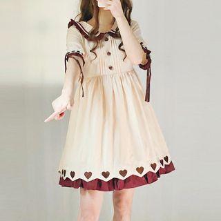 Short-sleeve Heart Print Mini A-line Lolita Dress