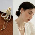Faux Pearl Hoop Drop Earring 1 Pc - As Shown In Figure - One Size