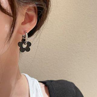 Flower Alloy Dangle Earring 1 Pair - Black - One Size