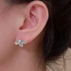 Flower Glaze Faux Pearl Alloy Earring 1 Pair - Blue & White - One Size