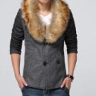Faux Fur Collar Double Breasted Jacket