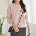 Applique Brushed-fleece Thick Sweatshirt