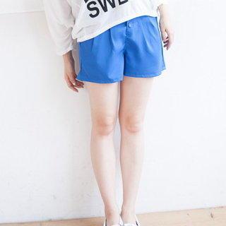 Elasticized High-waist Shorts Emerald Blue - One Size