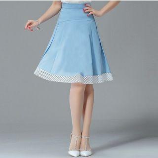 Mesh-trim A-line Skirt