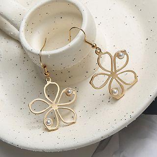 Faux Pearl Flower Dangle Earring 1 Pair - Hook Earrings - Gold - One Size