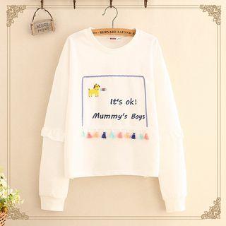 Tassel Detail Embroidered Pullover