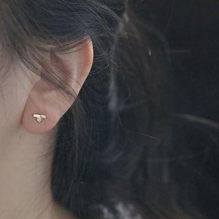 Bar & Rhinestone Sterling Silver Earring