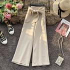 Bow-detail High-waist Wide-leg Pants