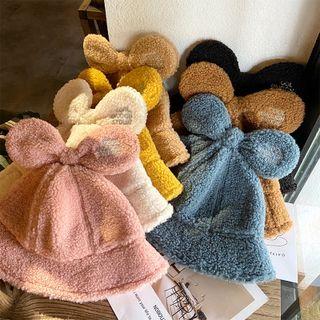 Bow Shearling Bucket Hat