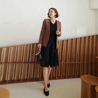 Lapelless Single-button Tailored Blazer