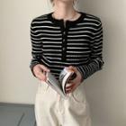 Color-block Striped Round-neck Knit Top