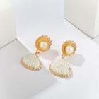 Faux Pearl Alloy Shell Dangle Earring 1 Pair - C12410 - One Size