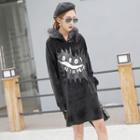 Furry-collar Velvet Hooded Dress