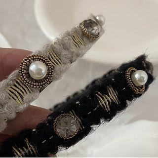 Faux Pearl Rhinestone Fabric Headband