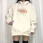 Lettering Printed Hoodie With Front Pocket Off-white - One Size