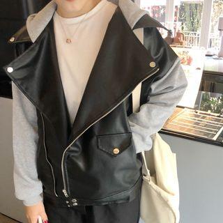 Mock Two Piece Biker Jacket / Long-sleeve T-shirt