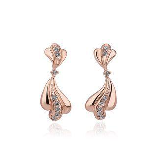 Fashion Simple Plated Rose Gold Wave Cubic Zirconia Stud Earrings Rose Gold - One Size