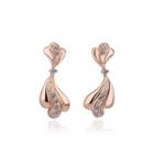 Fashion Simple Plated Rose Gold Wave Cubic Zirconia Stud Earrings Rose Gold - One Size