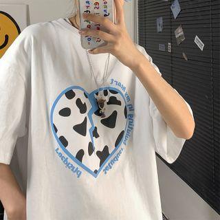 Cartoon Print Oversized Short Sleeve T-shirt