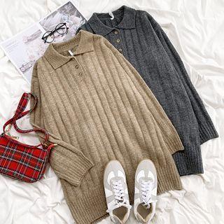 Long-sleeve Collar Knit Dress