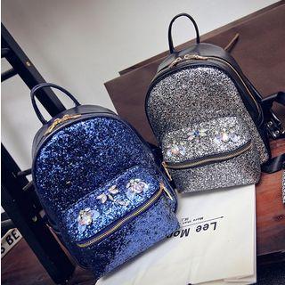 Glitter Faux Leather Backpack
